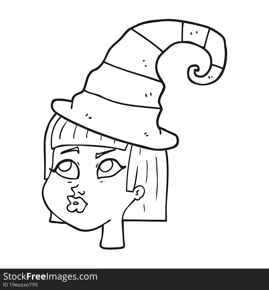 Black And White Cartoon Witch