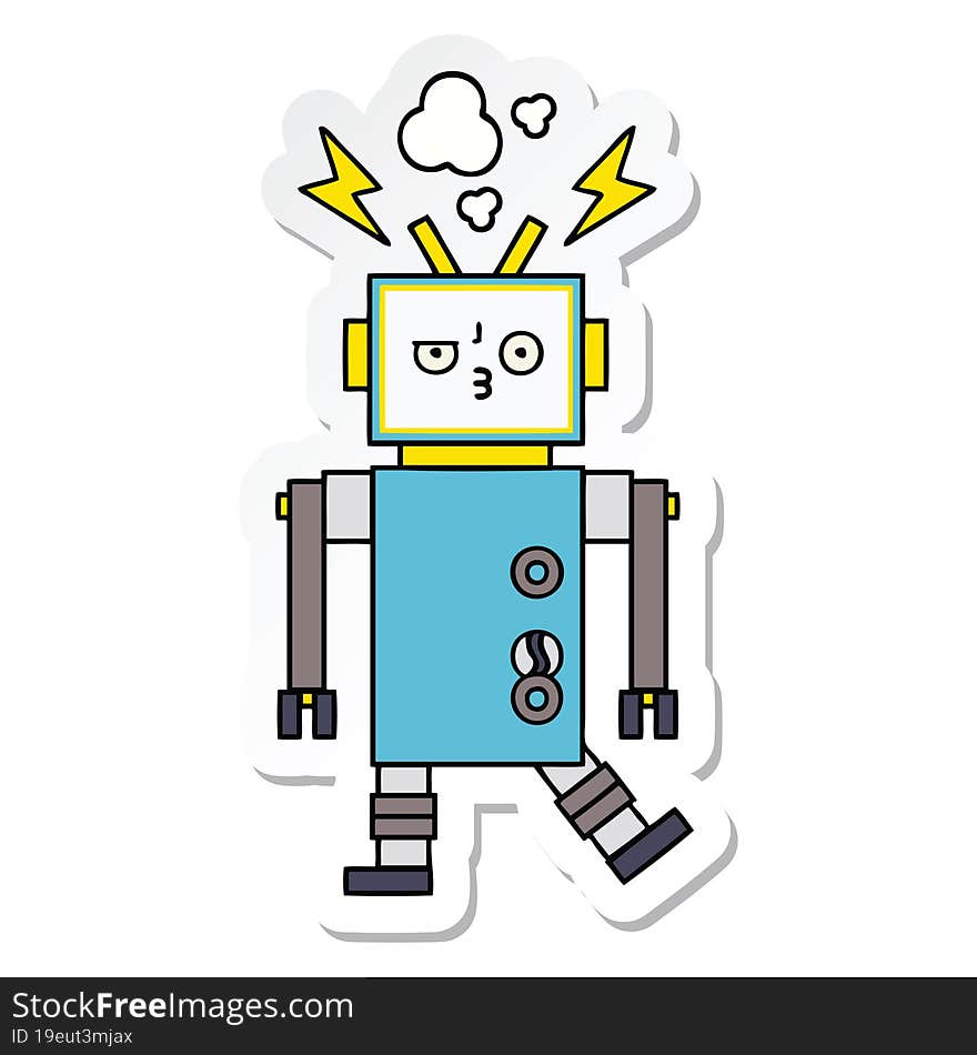 sticker of a cute cartoon robot