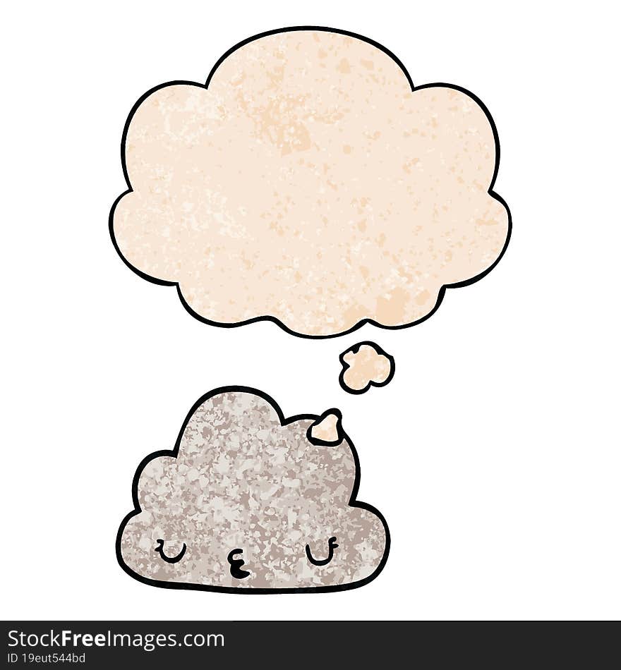 cute cartoon cloud and thought bubble in grunge texture pattern style