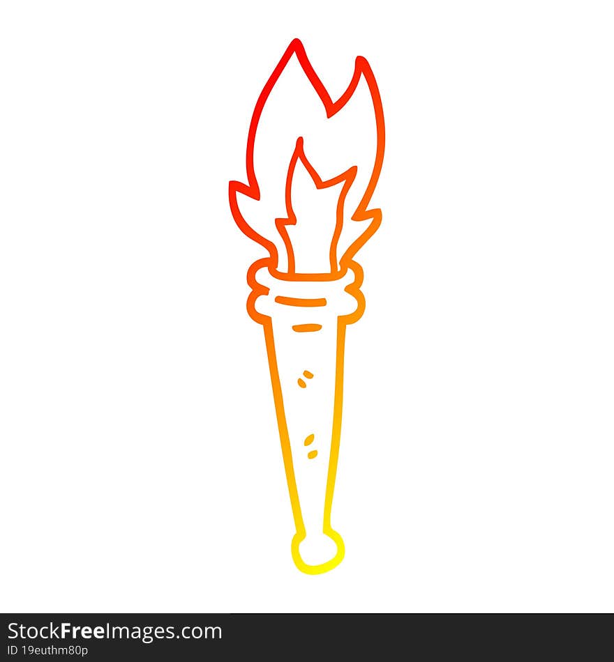 warm gradient line drawing of a cartoon sports torch