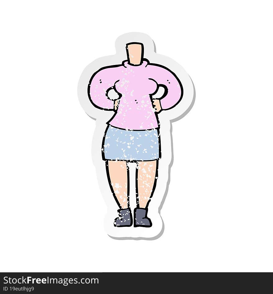 retro distressed sticker of a cartoon female body