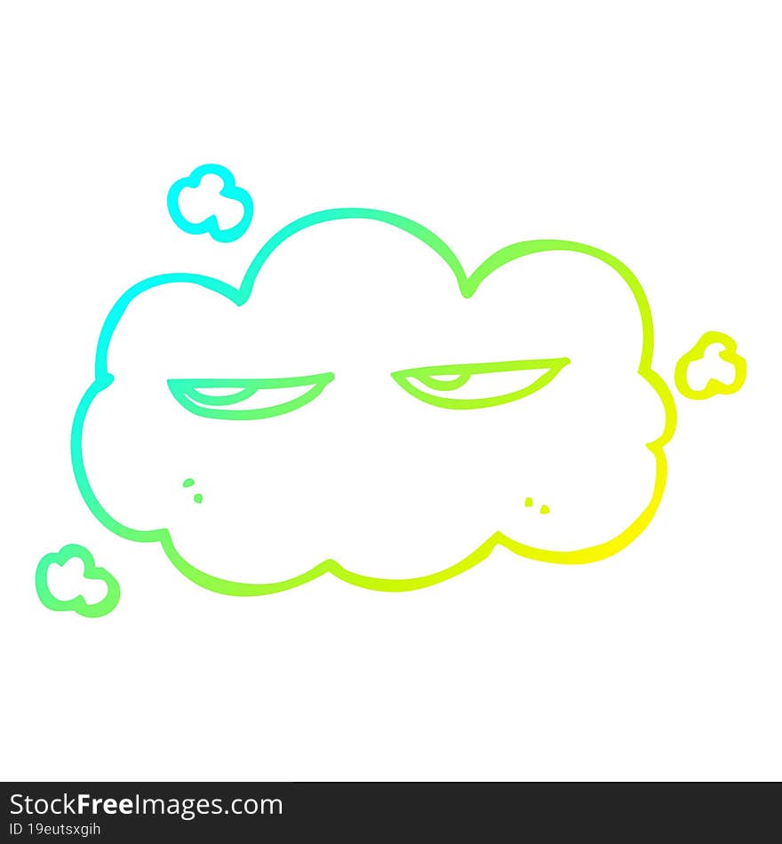 cold gradient line drawing cute cartoon cloud