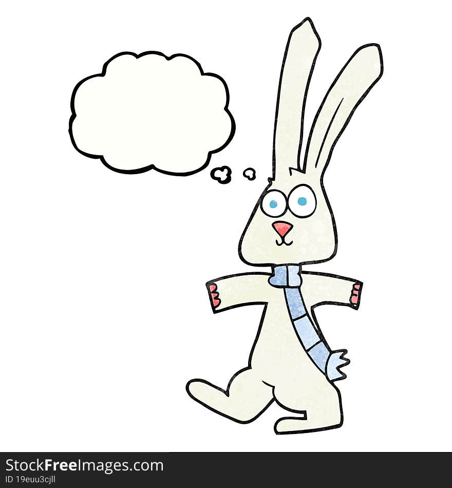 Thought Bubble Textured Cartoon Rabbit