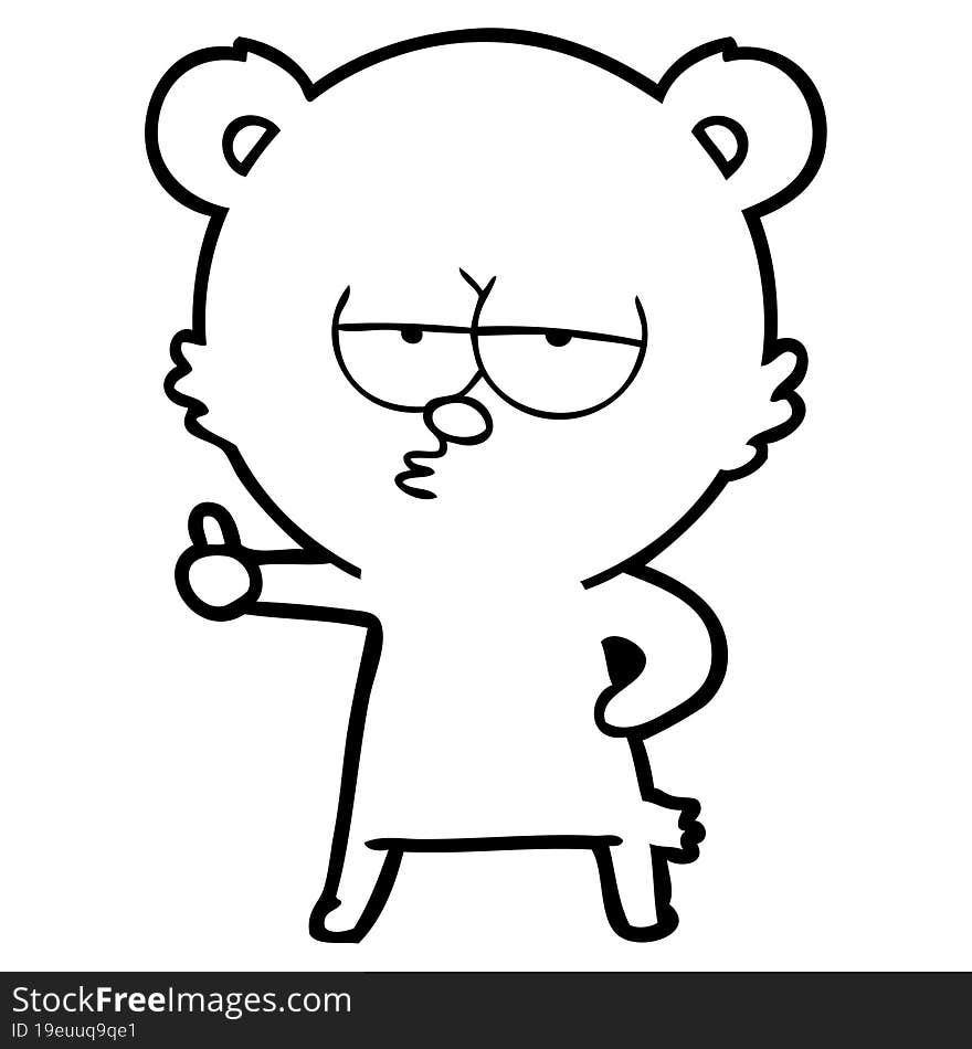 bored polar bear cartoon giving thumbs up sign. bored polar bear cartoon giving thumbs up sign