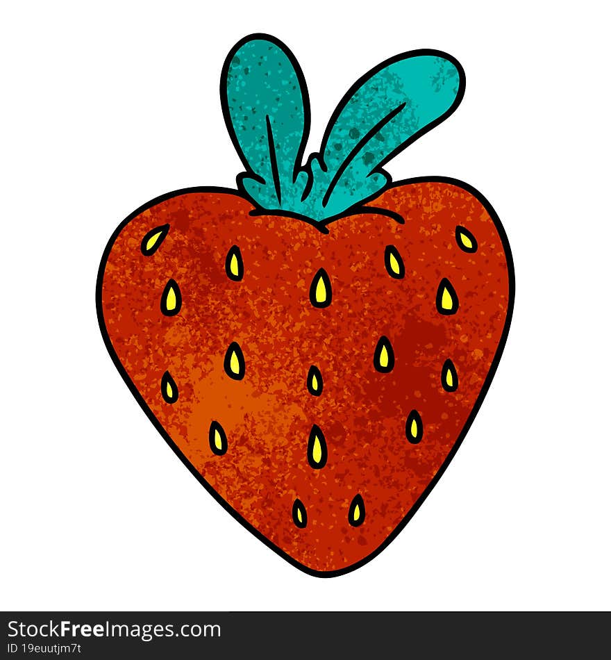 hand drawn textured cartoon doodle of a fresh strawberry