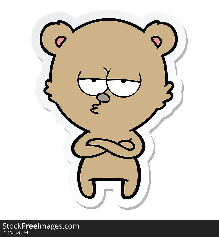 Sticker Of A Bored Bear Cartoon