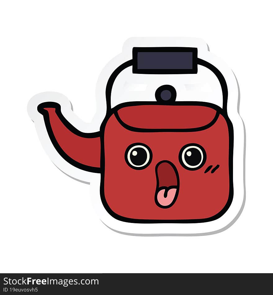 sticker of a cute cartoon kettle