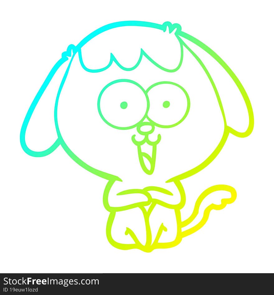 Cold Gradient Line Drawing Cute Cartoon Dog