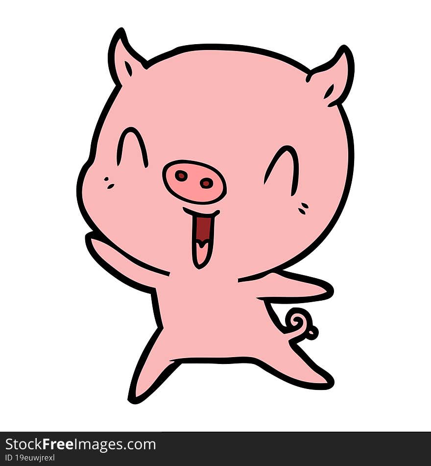 happy cartoon pig. happy cartoon pig