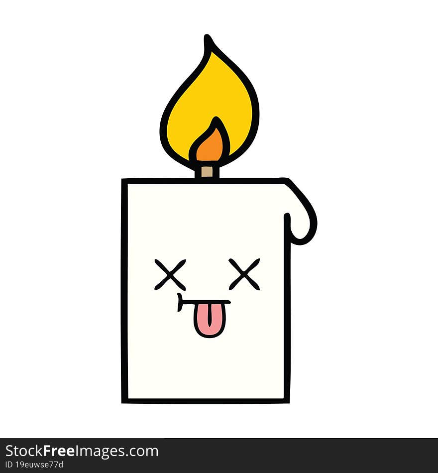 cute cartoon lit candle