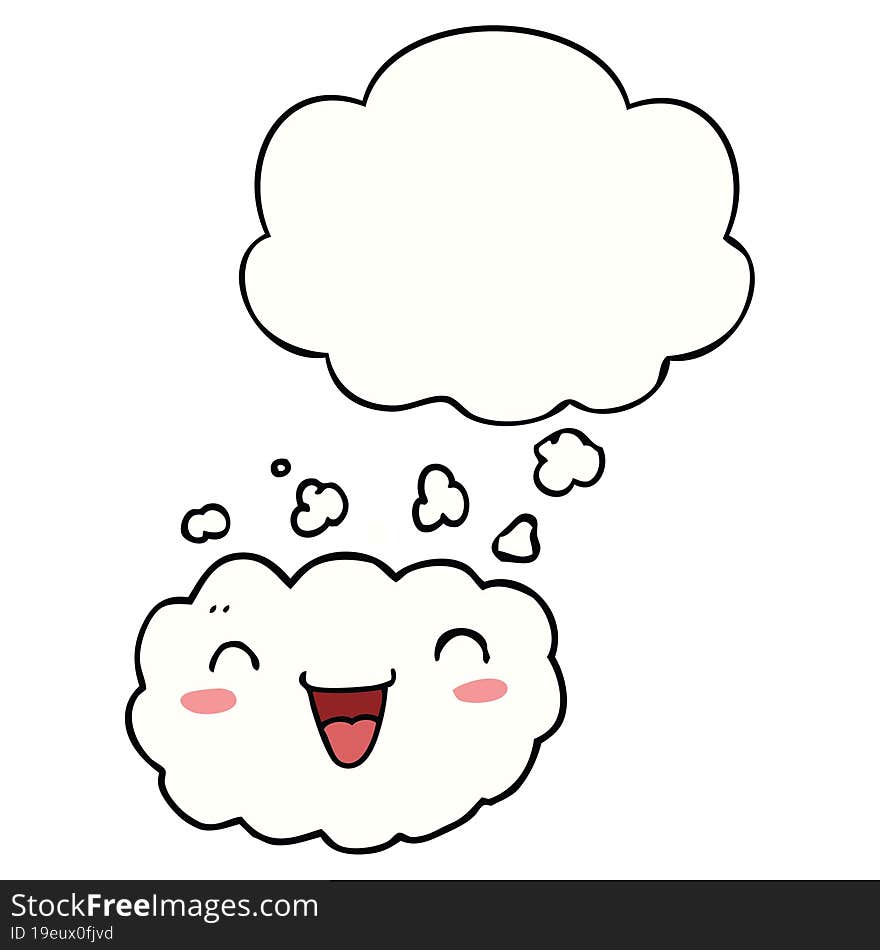 Happy Cartoon Cloud And Thought Bubble