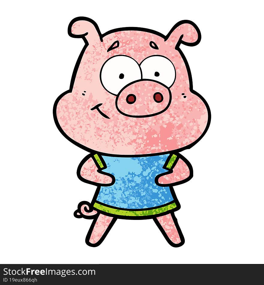 happy cartoon pig. happy cartoon pig