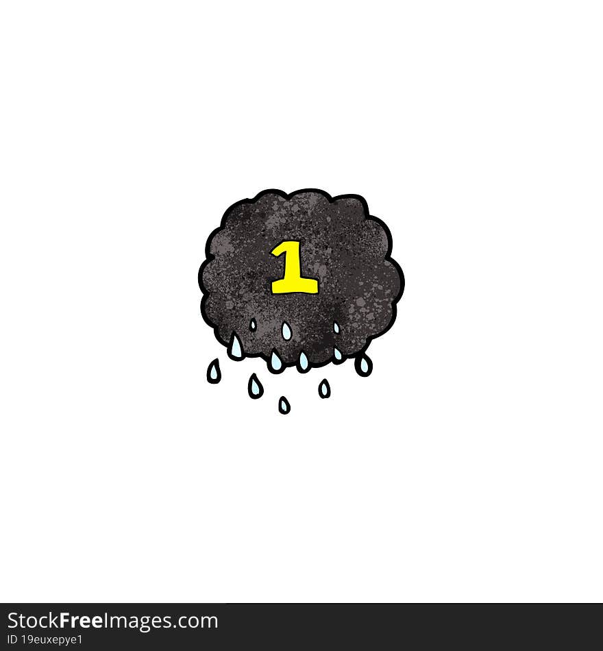 cartoon raincloud with number one