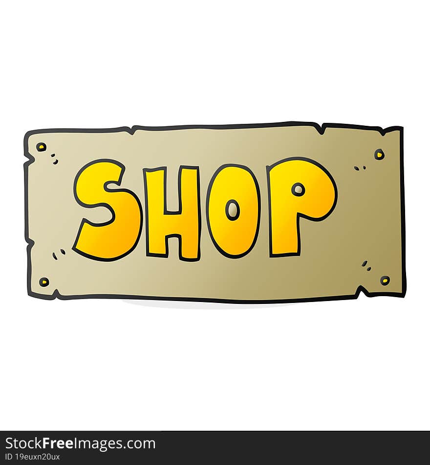 freehand drawn cartoon shop sign