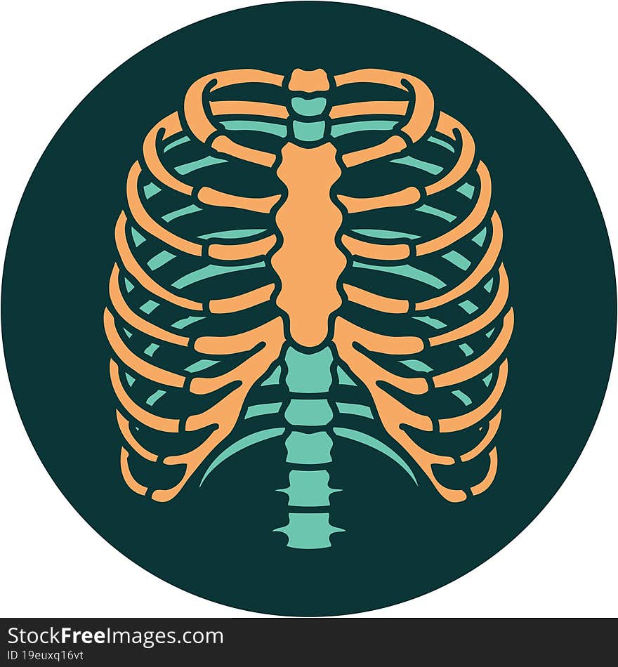 iconic tattoo style image of a rib cage. iconic tattoo style image of a rib cage