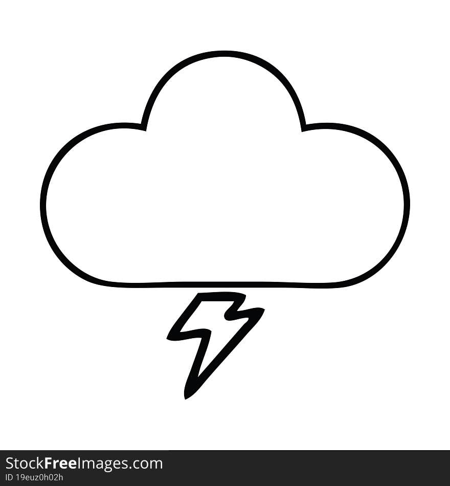 Line Drawing Cartoon Thunder Cloud