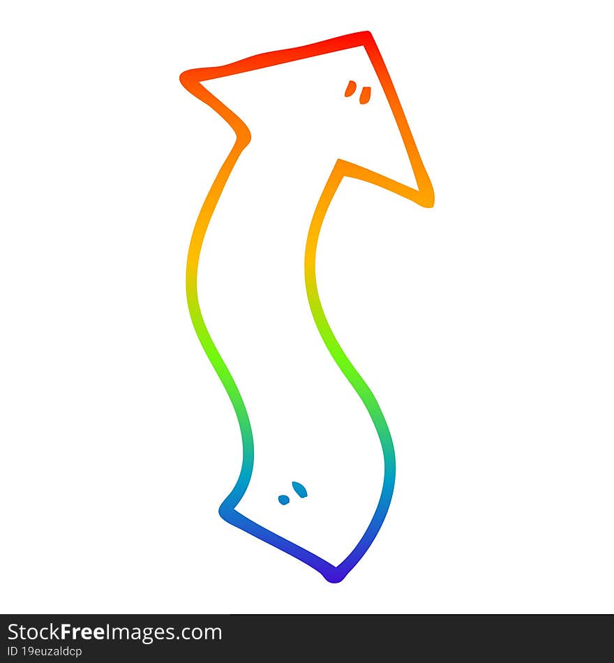 rainbow gradient line drawing cartoon directing arrow