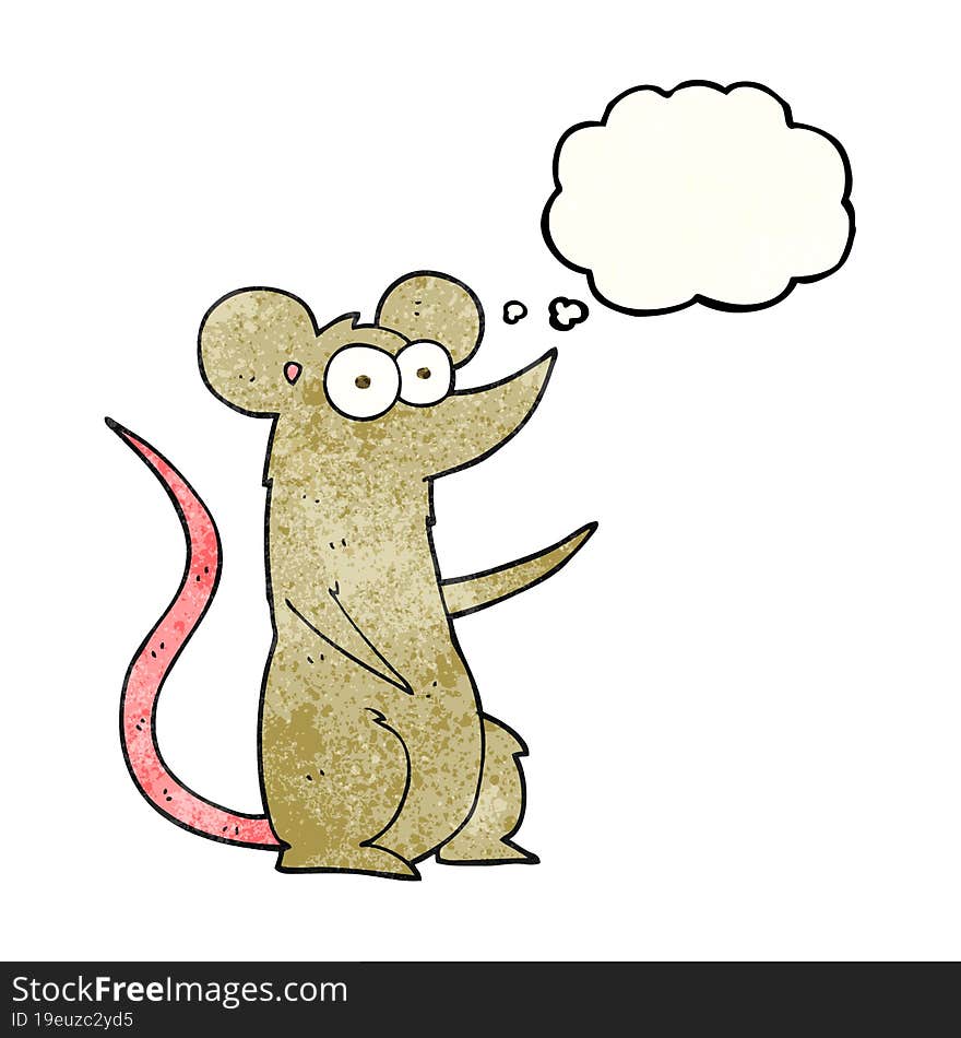 freehand drawn thought bubble textured cartoon mouse