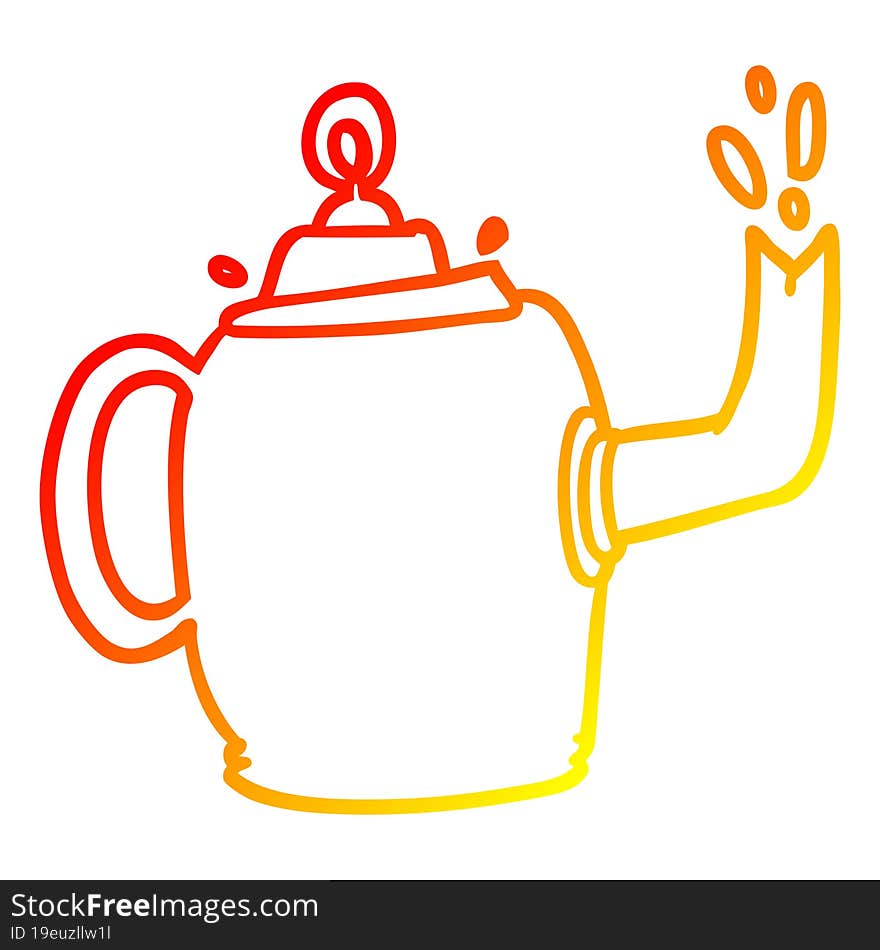 Warm Gradient Line Drawing Old Metal Kettle