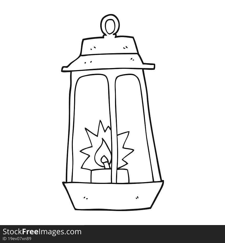 freehand drawn black and white cartoon lantern