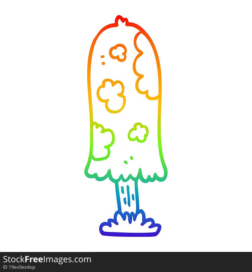 rainbow gradient line drawing cartoon mushroom