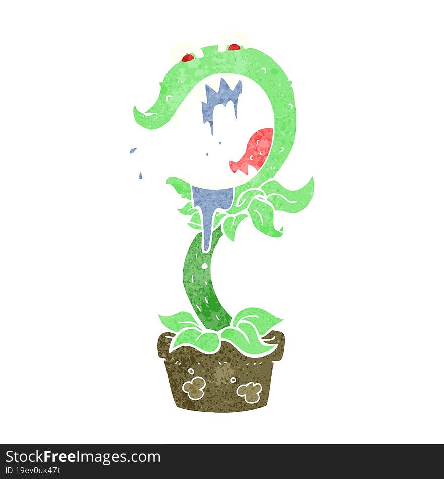 retro cartoon carnivorous plant