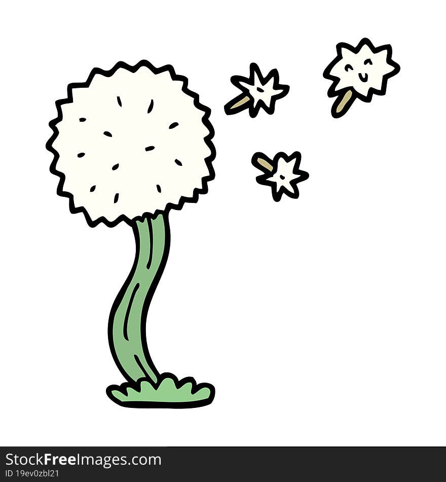 cartoon doodle blowing dandelion