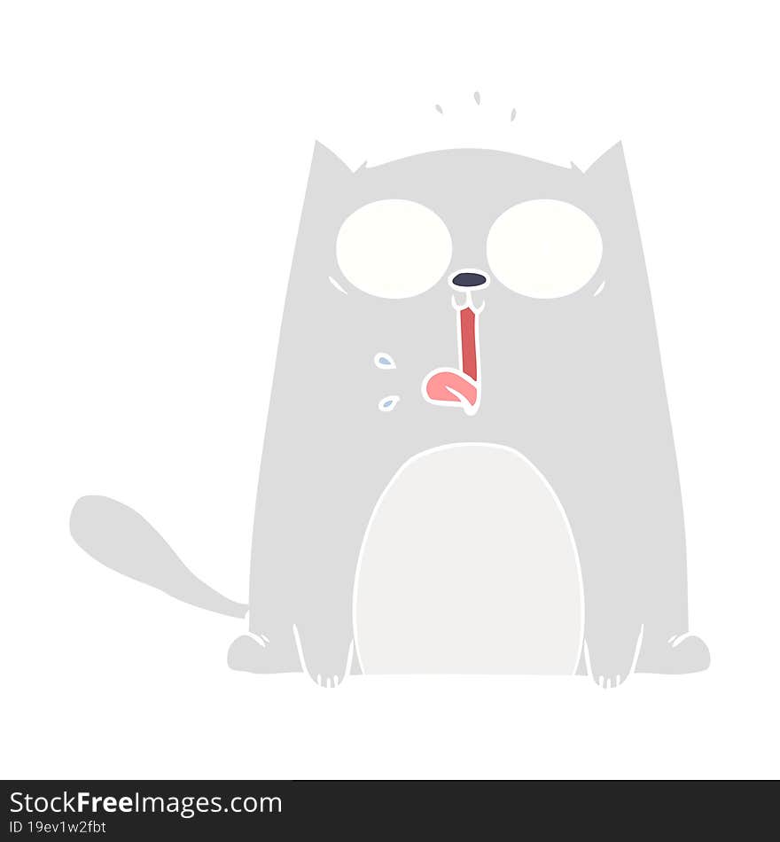 Funny Flat Color Style Cartoon Cat