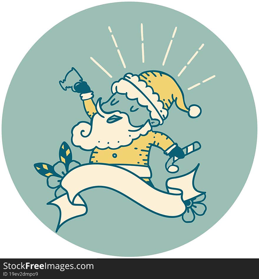 icon of tattoo style santa claus christmas character celebrating