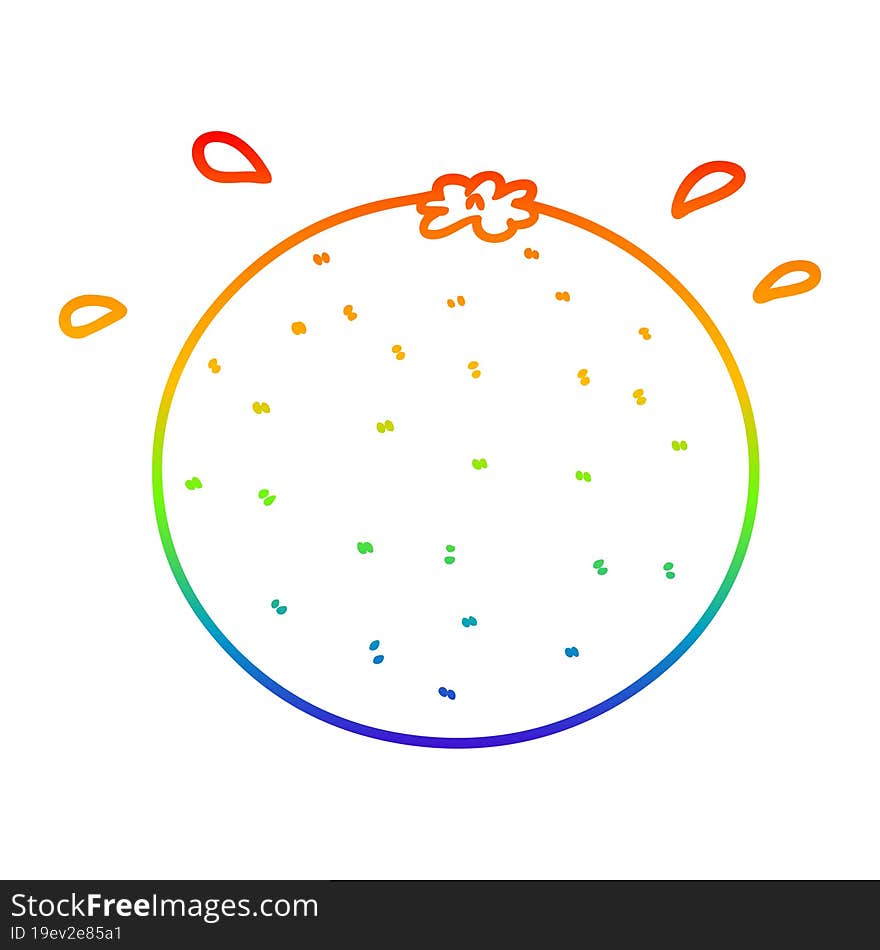 rainbow gradient line drawing of a cartoon orange