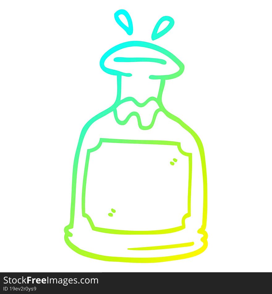 cold gradient line drawing of a cartoon glass decanter