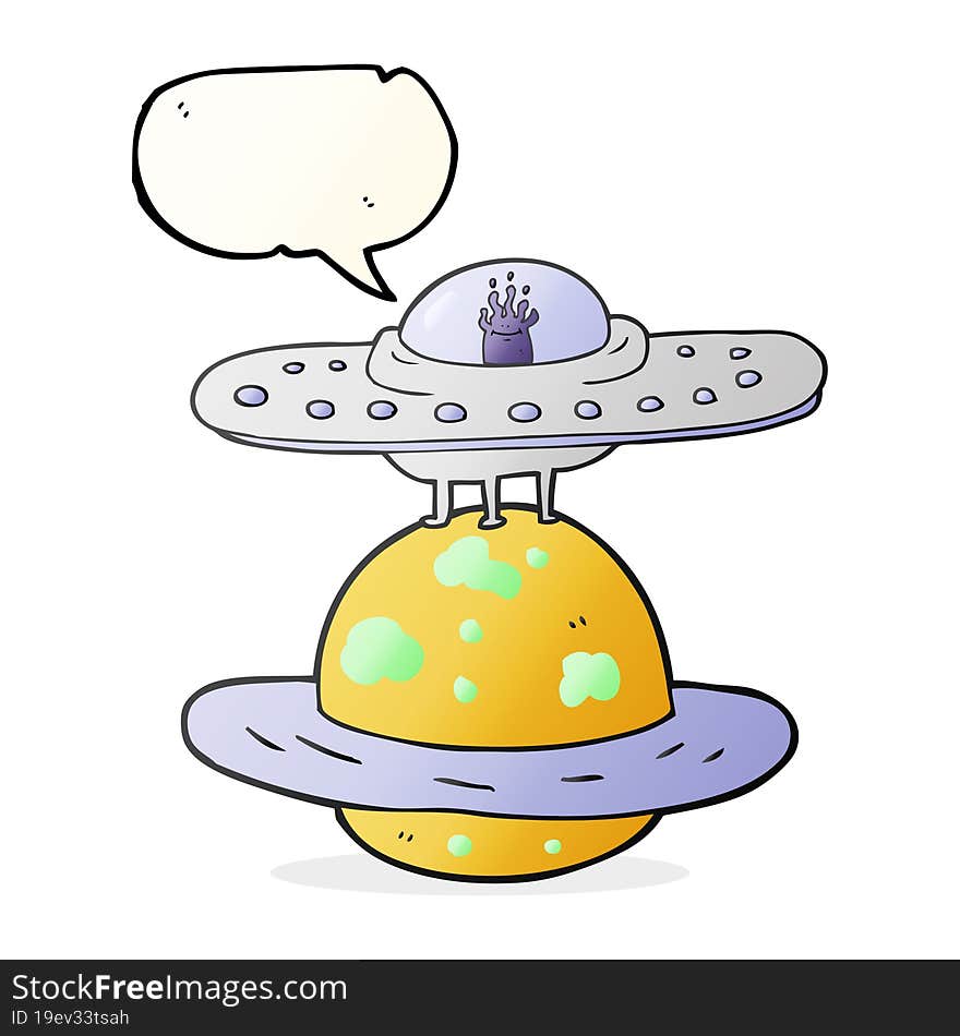 freehand drawn speech bubble cartoon flying saucer