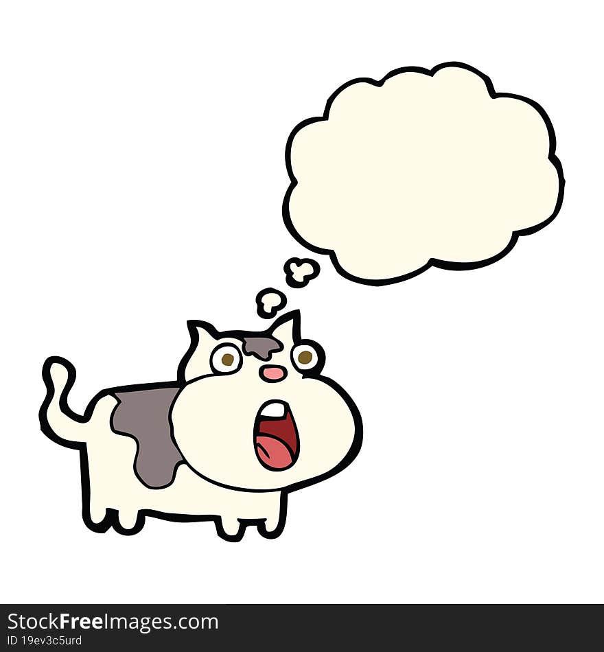 cartoon shocked cat with thought bubble