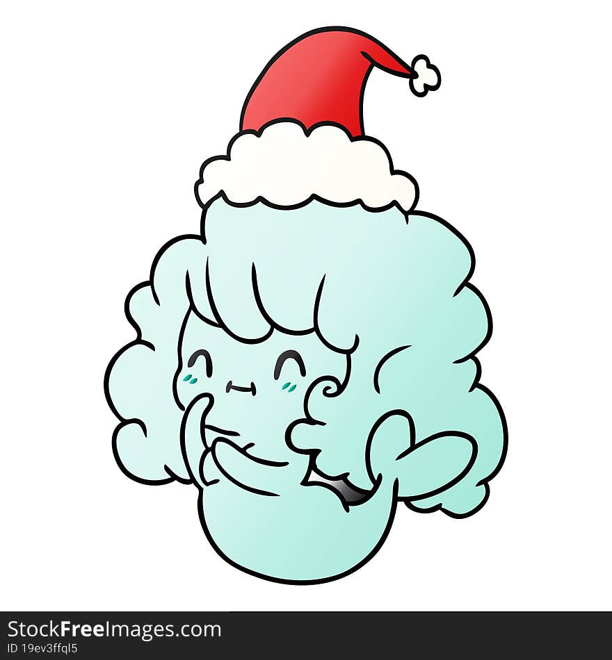 hand drawn christmas gradient cartoon of kawaii ghost