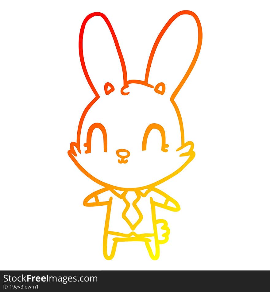 warm gradient line drawing cute cartoon rabbit in shirt and tie