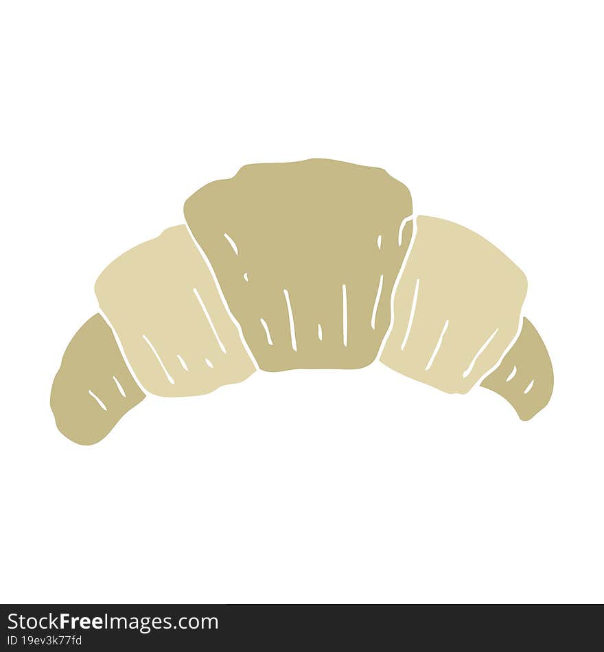 flat color illustration of a cartoon croissant