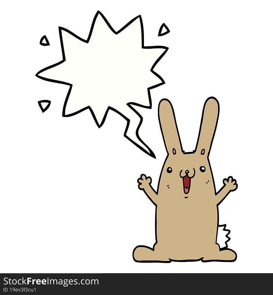 cartoon rabbit and speech bubble