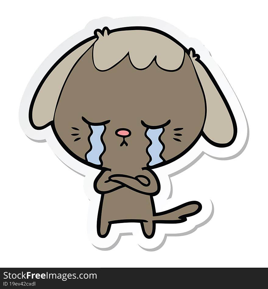 sticker of a cartoon crying dog