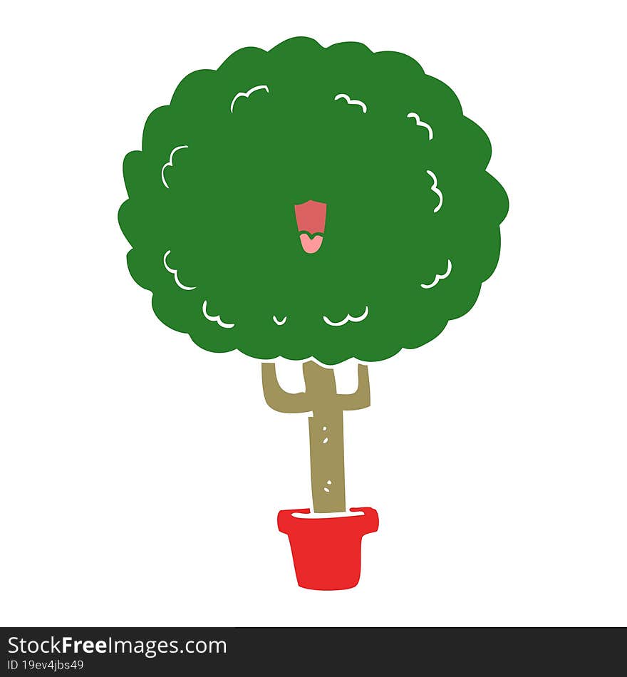 Flat Color Style Cartoon Happy Tree