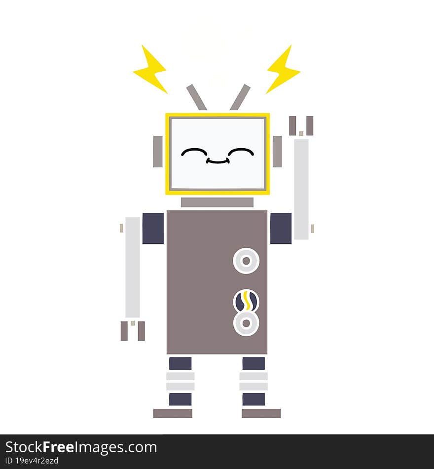 Flat Color Retro Cartoon Robot