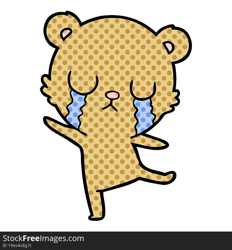 crying cartoon bear doing a sad dance. crying cartoon bear doing a sad dance