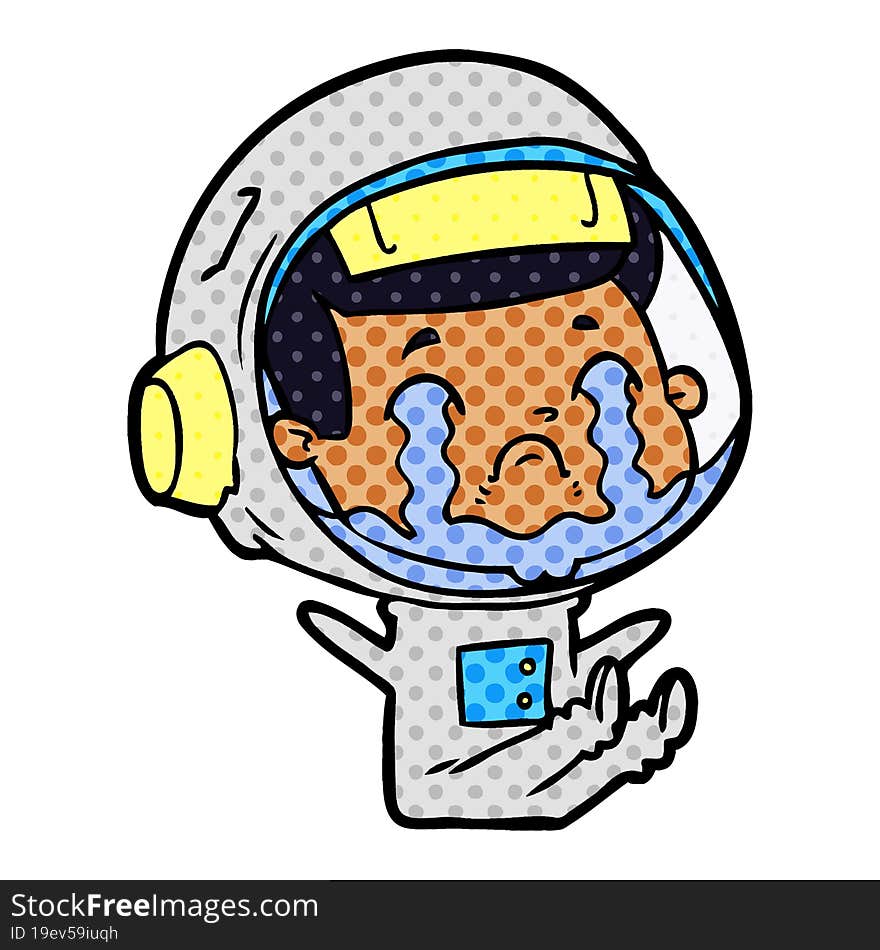 cartoon crying astronaut. cartoon crying astronaut