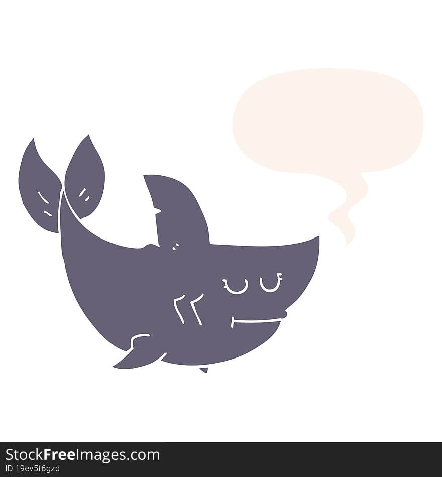 Cartoon Shark And Speech Bubble In Retro Style