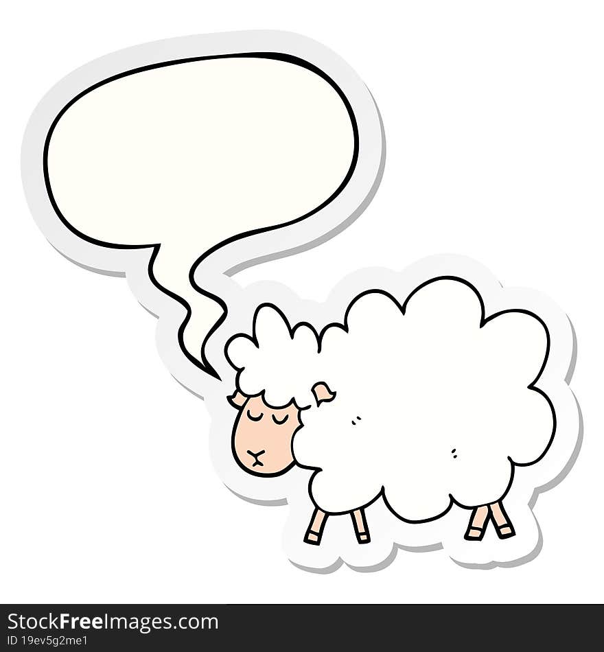 Cartoon Sheep And Speech Bubble Sticker