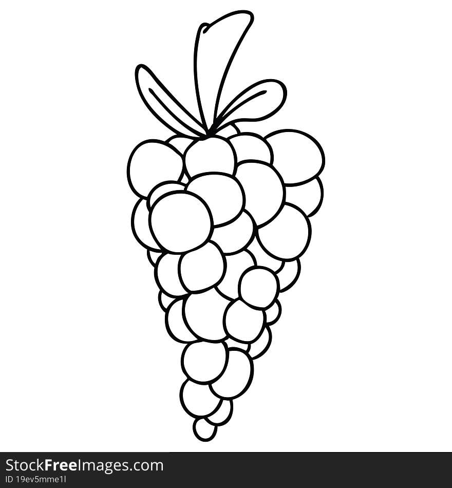 quirky line drawing cartoon bunch of grapes