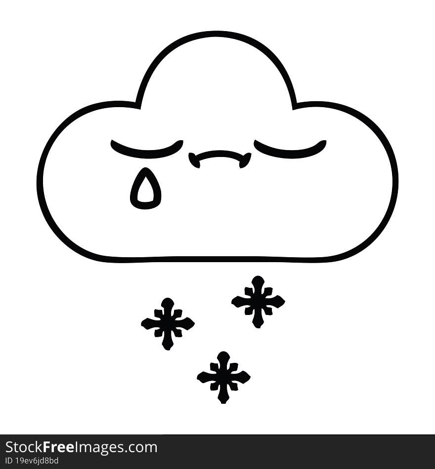 line drawing cartoon storm snow cloud