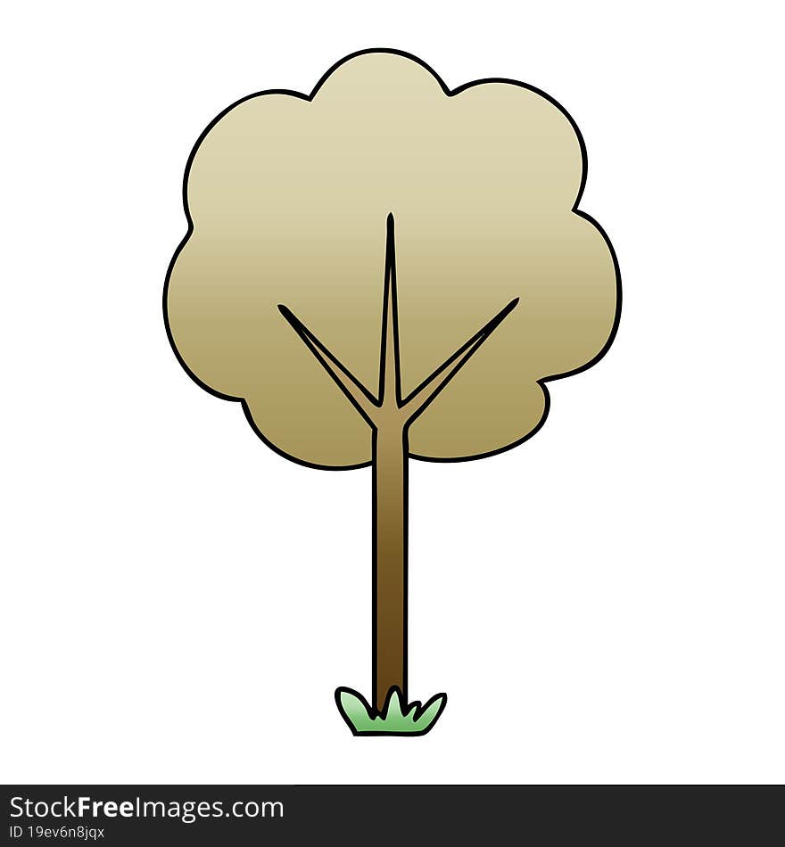 Quirky Gradient Shaded Cartoon Tree