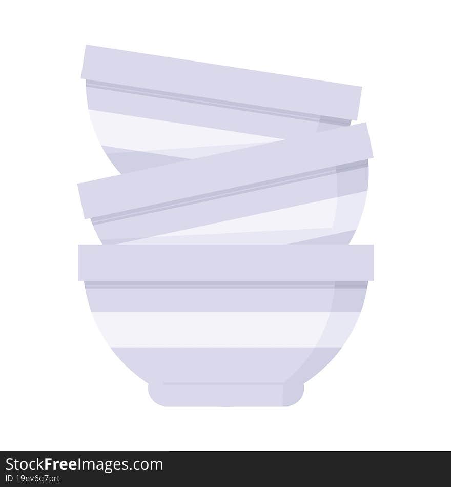 Flat colour illustration of a stack of bowls