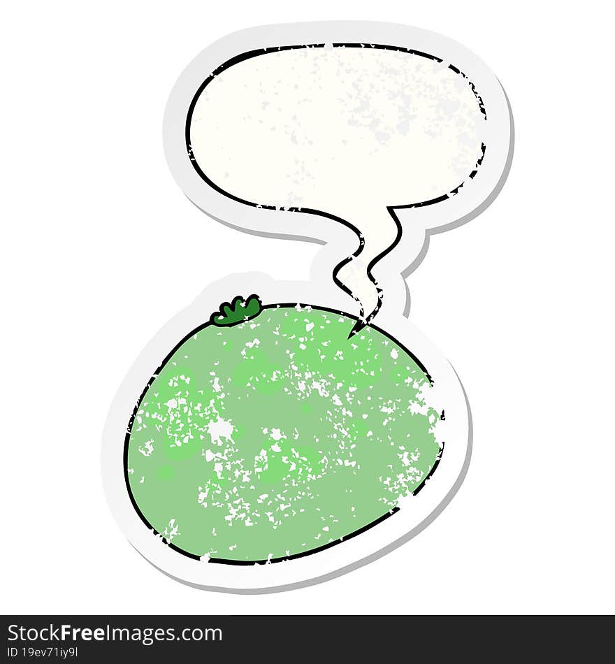 Cartoon Squash And Speech Bubble Distressed Sticker