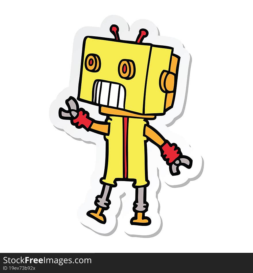 sticker of a cartoon robot